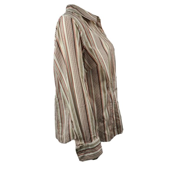Style & Co Shirt Womens Plus Size 18W Brown Pink White Striped Button Down - Picture 4 of 6